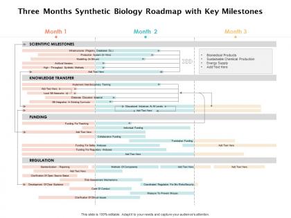 Three months synthetic biology roadmap with key milestones
