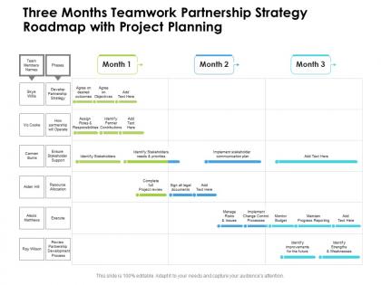 Three months teamwork partnership strategy roadmap with project planning