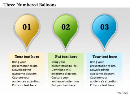 Three numbered balloons powerpoint template slide