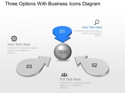 Three options with business icons diagram powerpoint template slide