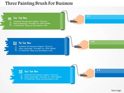 Three painting brush for business flat powerpoint design