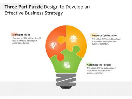 Three part puzzle design to develop an effective business strategy