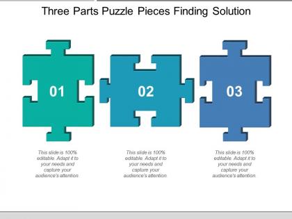 Three parts puzzle pieces finding solution