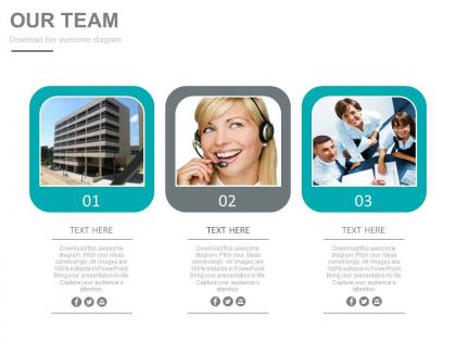 Three photo tags for team and customer service management powerpoint slides