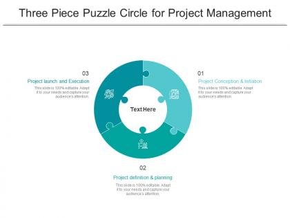 Three piece puzzle circle for project management