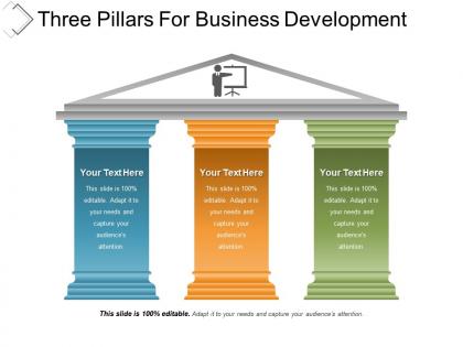 Three pillars for business development powerpoint templates