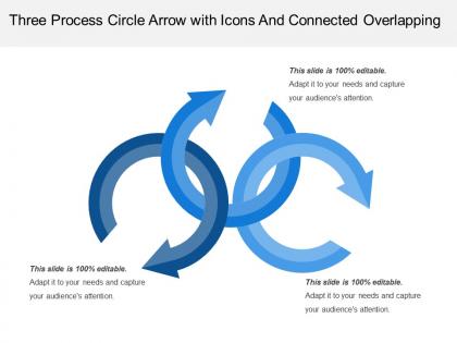 Three process circle arrow with icons and connected overlapping