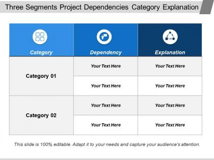 Three segments project dependencies category explanation