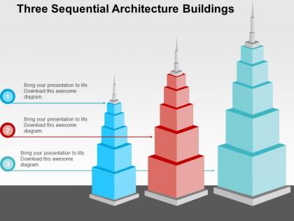 Three sequential architecture buildings flat powerpoint design