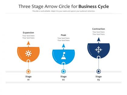 Three stage arrow circle for business cycle