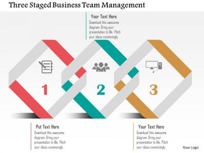 Three staged business team management flat powerpoint design