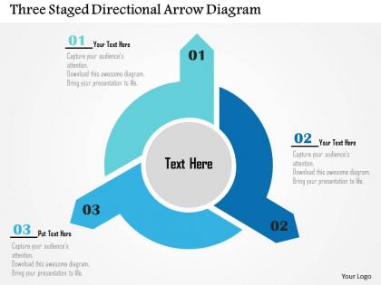 Three staged directional arrow diagram flat powerpoint design