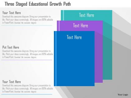 Three staged educational growth path flat powerpoint design