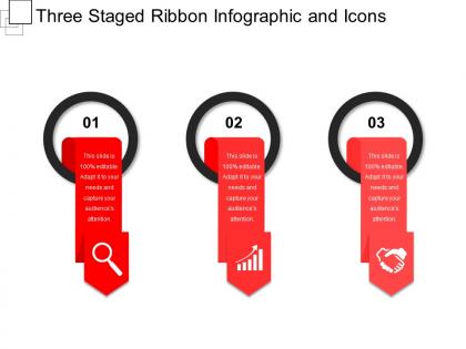 Three staged ribbon infographic and icons