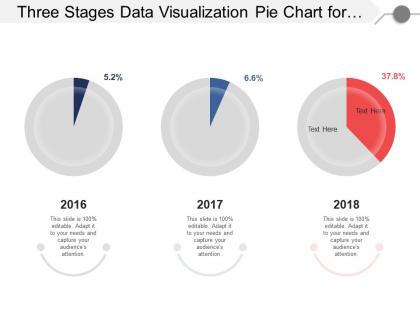 Three stages data visualization pie chart for business presentation