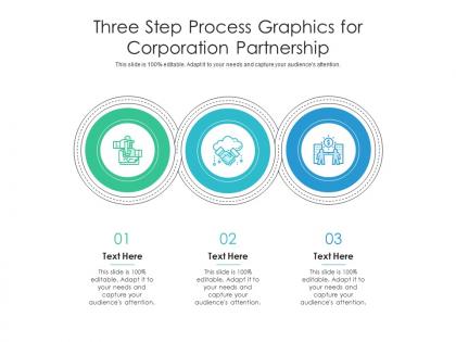 Three step process graphics for corporation partnership infographic template