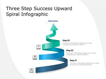 Three step success upward spiral infographic