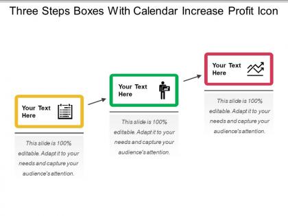 Three steps boxes with calendar increase profit icon