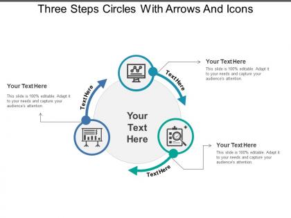 Three steps circles with arrows and icons