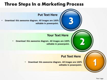 Three steps in a marketing process powerpoint templates ppt presentation slides 812