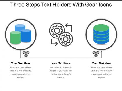 Three steps text holders with gear icons