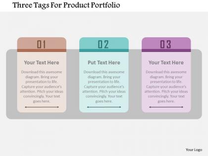 Three tags for product portfolio flat powerpoint design