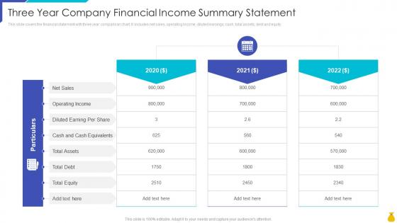Three Year Company Financial Income Summary Statement