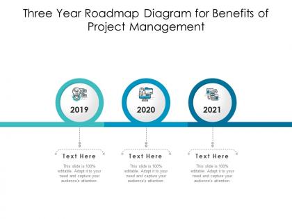 Three year roadmap diagram for benefits of project management infographic template