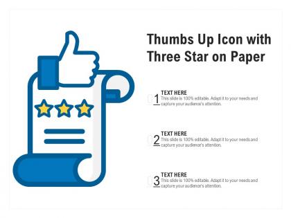 Thumbs up icon with three star on paper