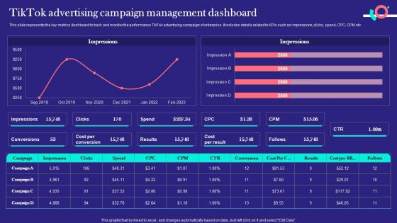 TikTok Marketing Techniques TikTok Advertising Campaign Management Dashboard MKT SS V