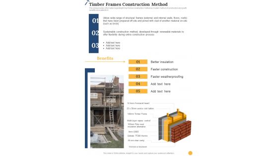 Timber Frames Construction Method Construction Playbook One Pager Sample Example Document