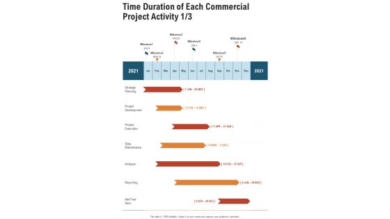 Time Duration Of Each Commercial Project Activity Commercial Proposal One Pager Sample Example Document
