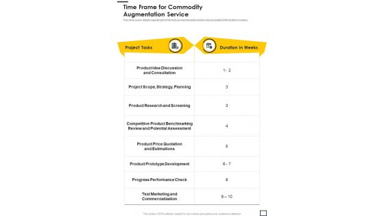 Time Frame For Commodity Augmentation Service One Pager Sample Example Document