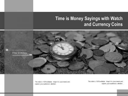 Time is money sayings with watch and currency coins