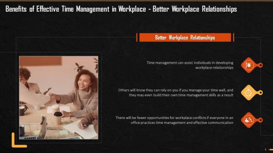 Time Management Benefit Better Workplace Relationships Training Ppt