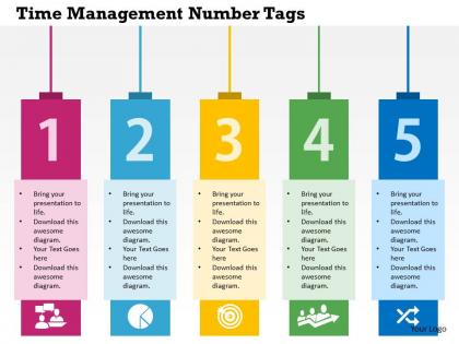 Time management number tags flat powerpoint design