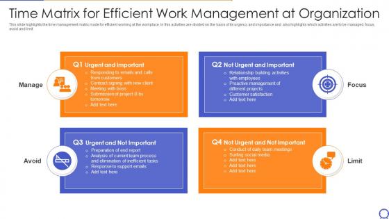 Time Matrix For Efficient Work Management At Organization