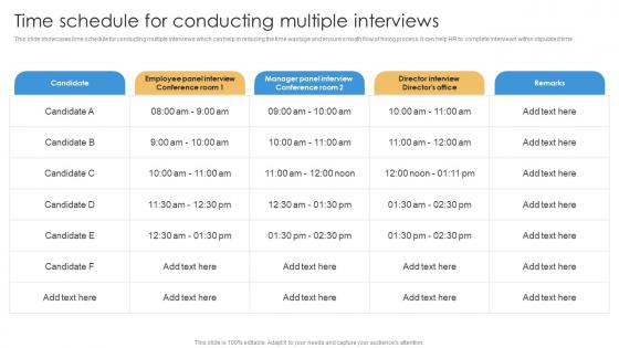 Time Schedule For Conducting Multiple Interviews Shortlisting And Hiring Employees For Vacant Positions