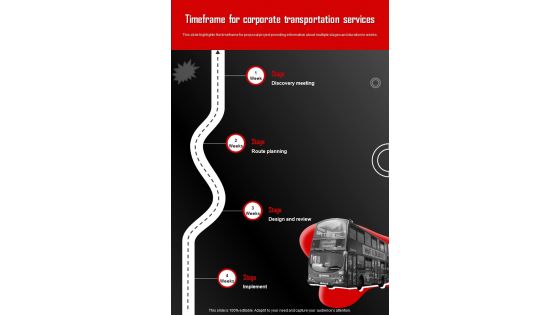 Timeframe For Corporate Transportation Proposal To Hire Corporate One Pager Sample Example Document