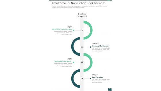 Timeframe For Non Fiction Book Services One Pager Sample Example Document