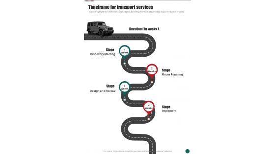 Timeframe For Transport Services Business Proposal For Transport One Pager Sample Example Document