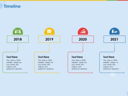 Timeline 2018 to 2021 years audience ppt powerpoint presentation designs download