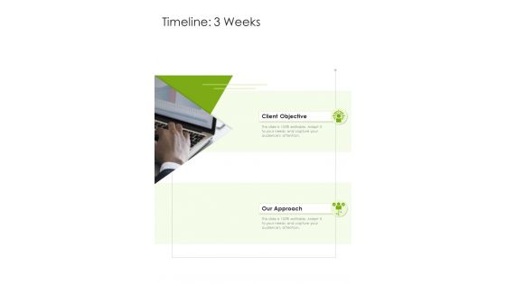 Timeline 3 Weeks SEO Proposal One Pager Sample Example Document