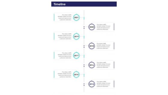 Timeline Angel Investor Proposal One Pager Sample Example Document