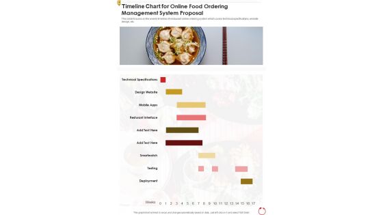 Timeline Chart For Online Food Ordering Management System Proposal One Pager Sample Example Document
