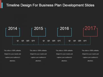 Timeline design for business plan development ppt slides
