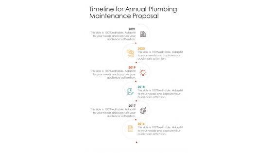 Timeline For Annual Plumbing Maintenance Proposal One Pager Sample Example Document