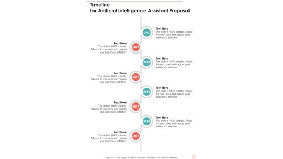 Timeline For Artificial Intelligence Assistant Proposal One Pager Sample Example Document