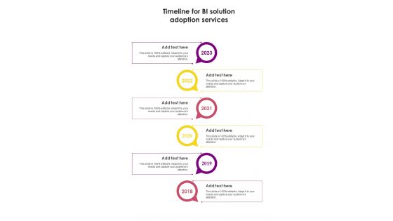 Timeline For BI Solution Adoption One Pager Sample Example Document