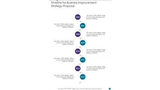 Timeline For Business Improvement Strategy Proposal One Pager Sample Example Document